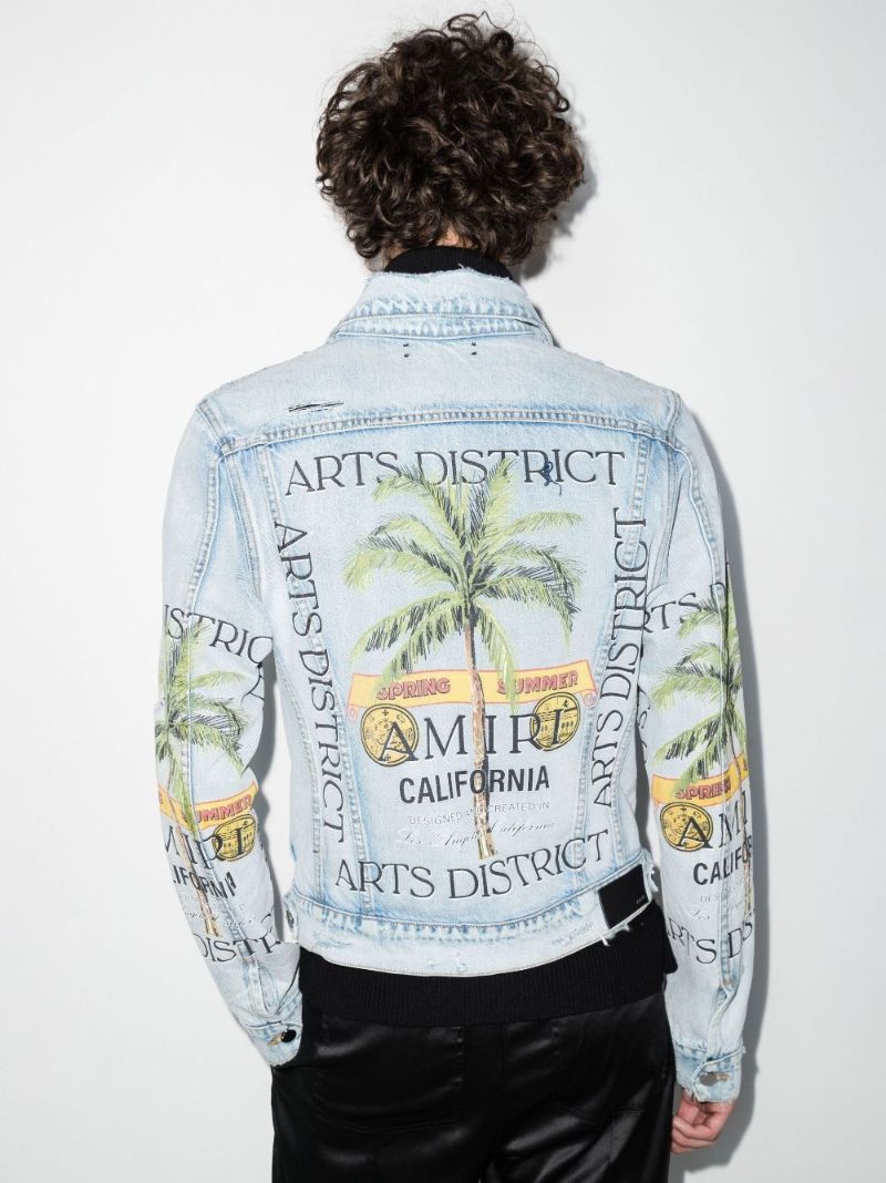 Rum Label Print Trucker Denim Jacket