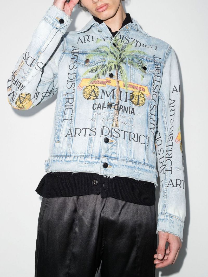 Rum Label Print Trucker Denim Jacket