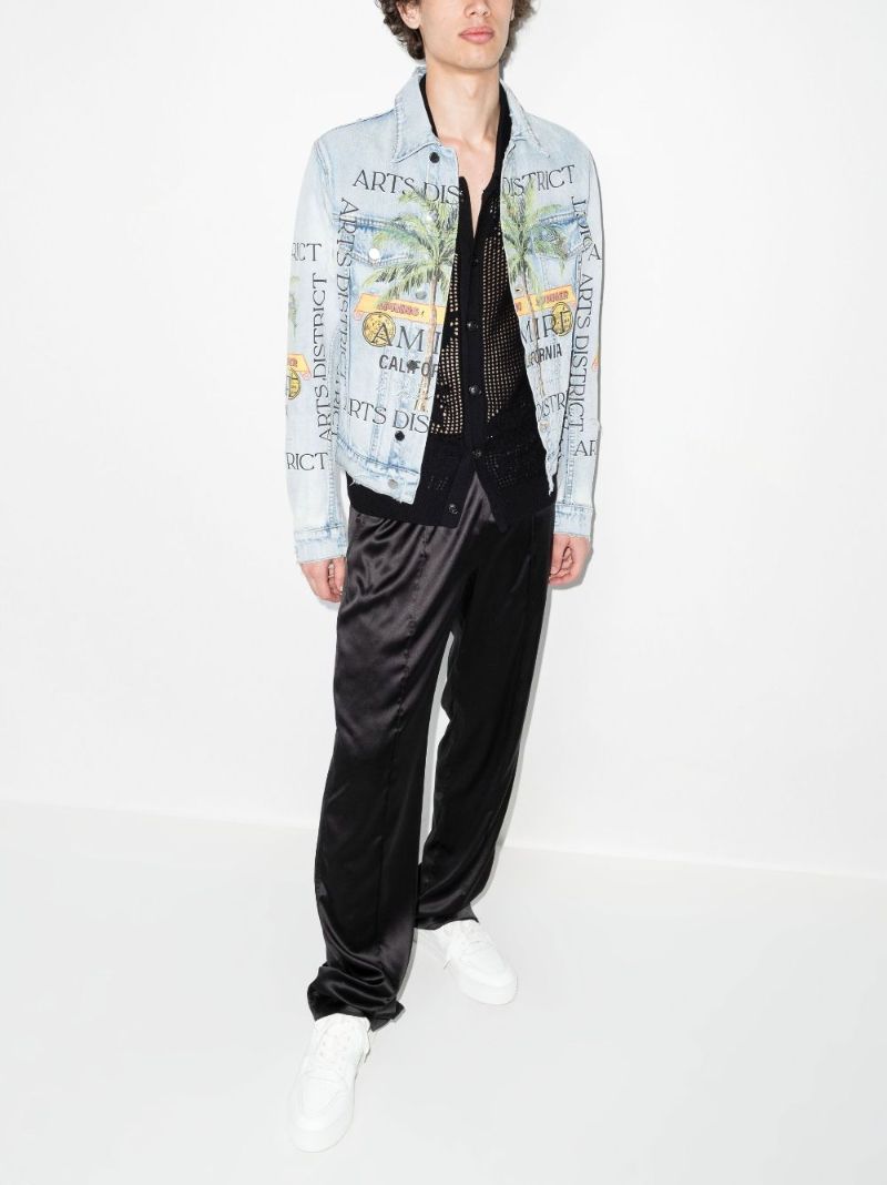 Rum Label Print Trucker Denim Jacket