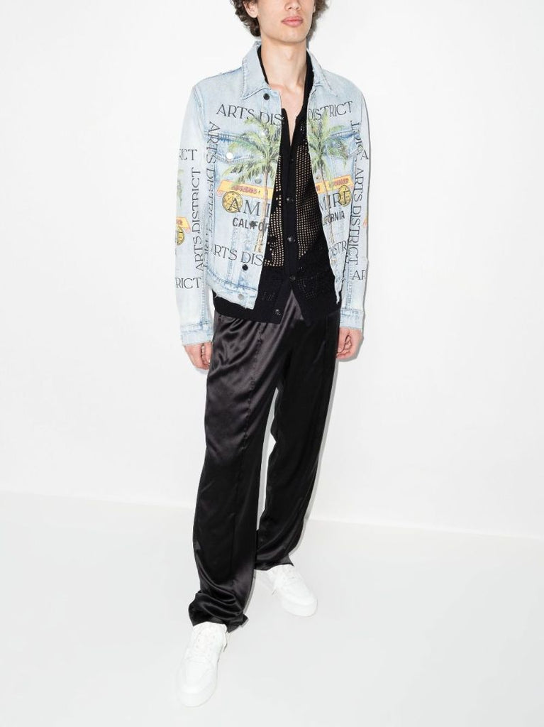 Rum Label Print Trucker Denim Jacket