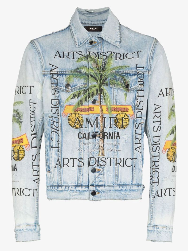 Rum Label Print Trucker Denim Jacket