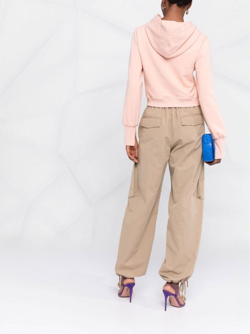 Pink Logo Embellished Cropped Hoodie