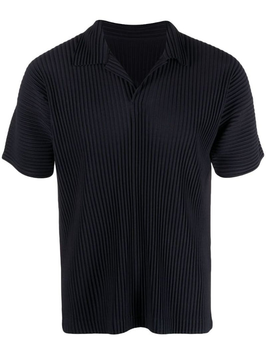 Blue PlissÃ_x0083_Â© Polo Shirt