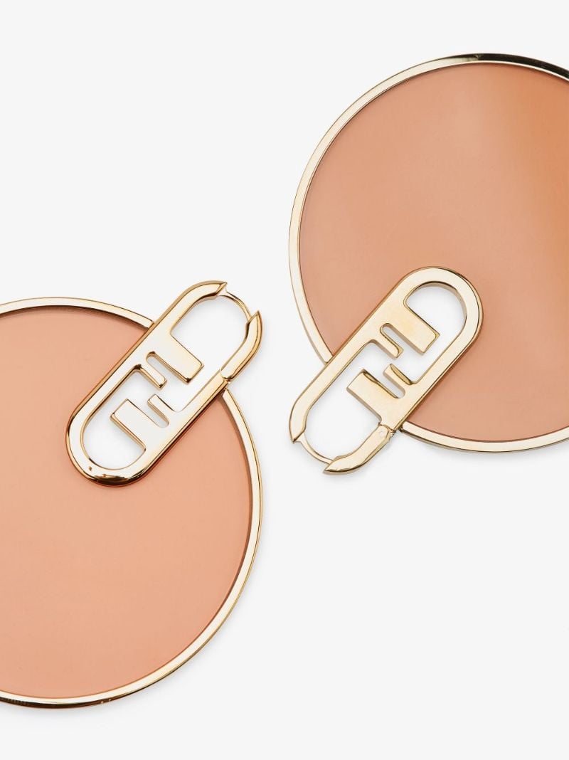 Gold Tone Ff Disk Earrings