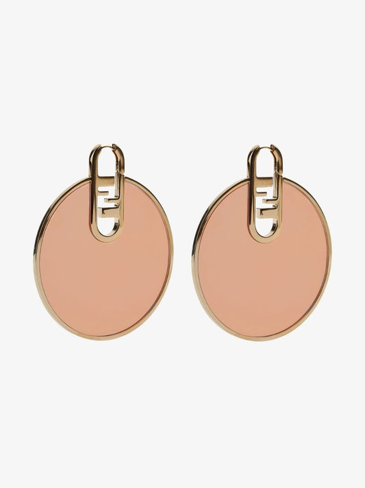 Gold Tone Ff Disk Earrings