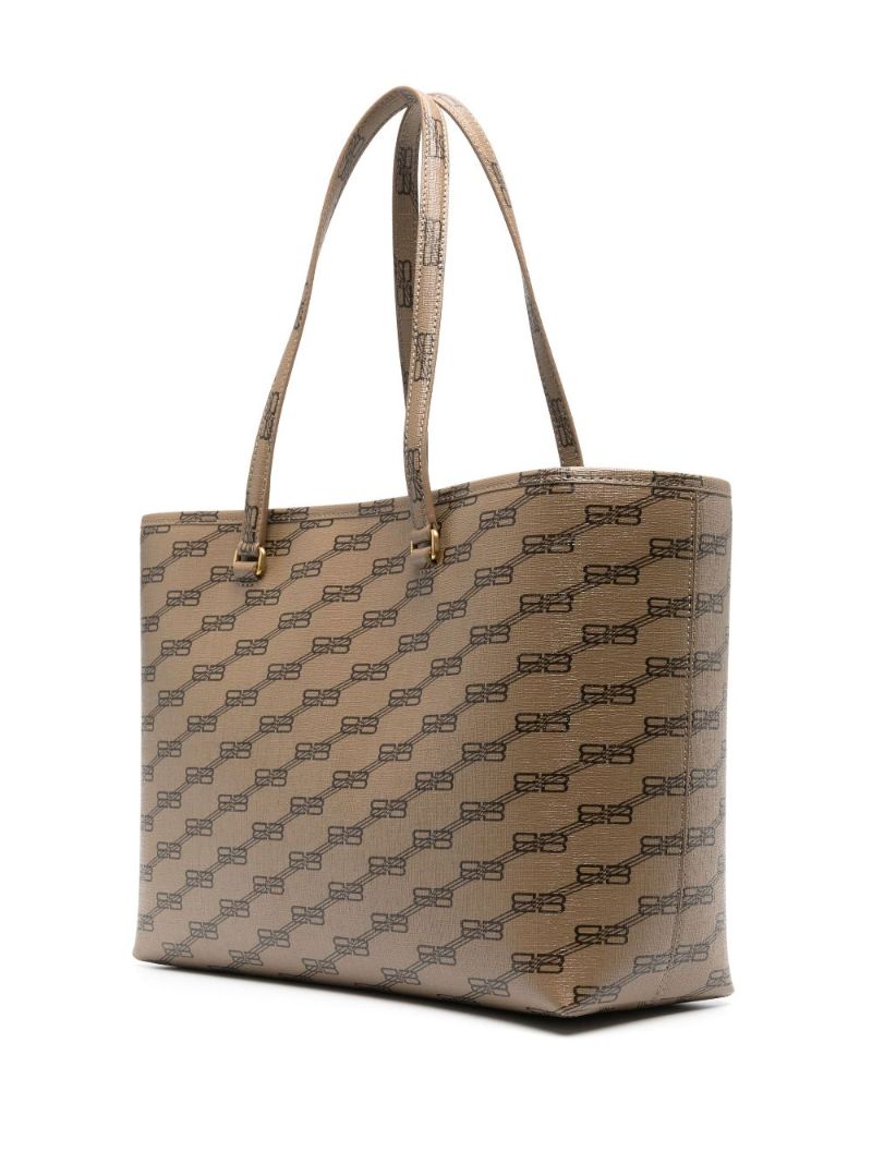 Brown Signature Medium East-west Canvas Tote Bag