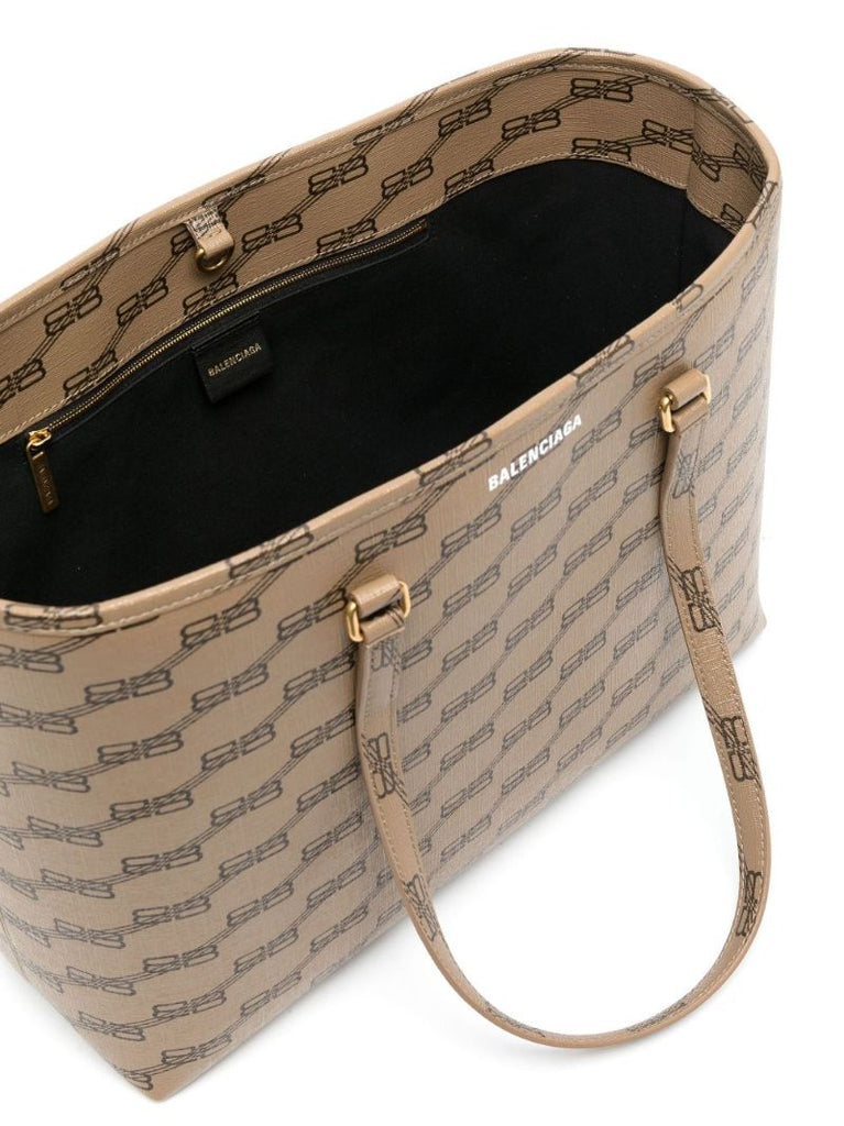 Brown Signature Medium East-west Canvas Tote Bag