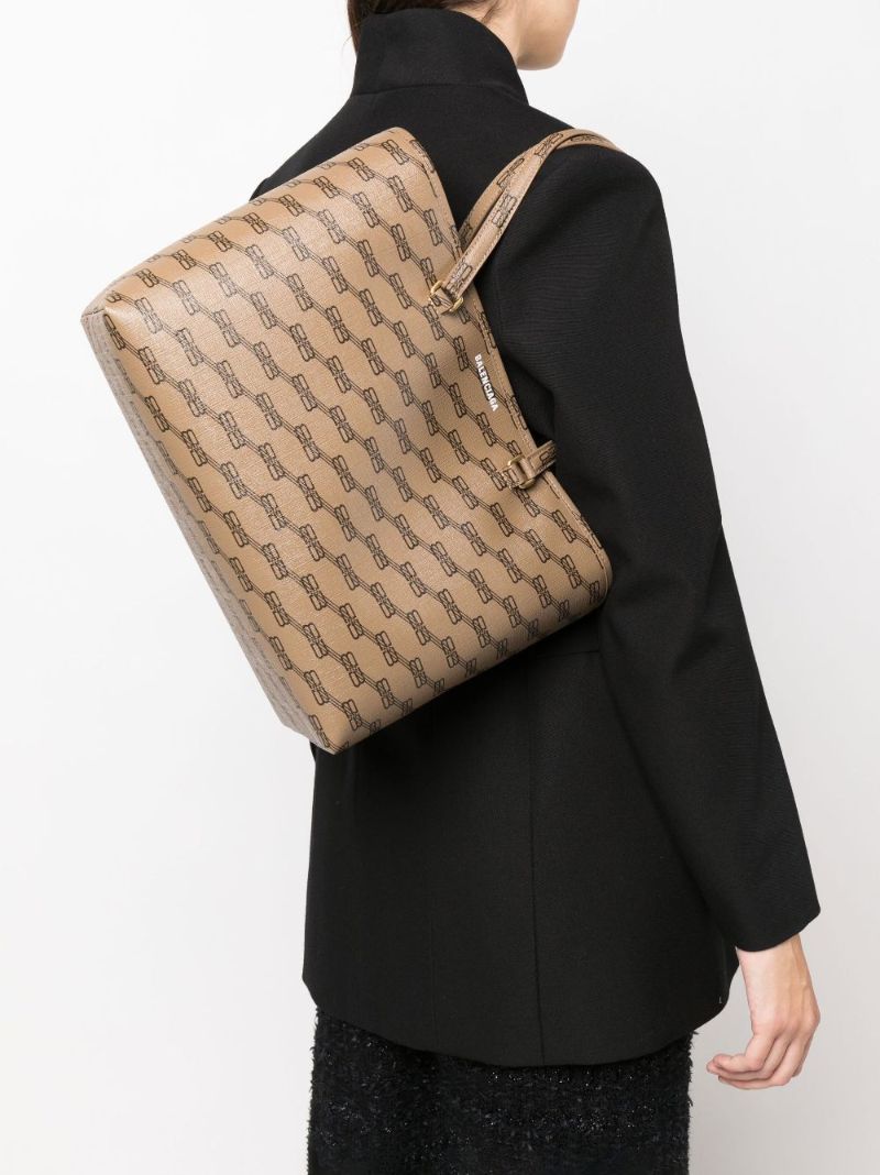 Brown Signature Medium East-west Canvas Tote Bag