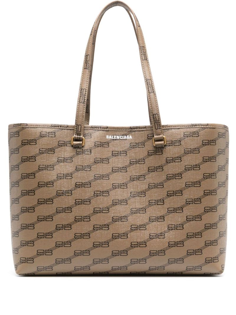 Brown Signature Medium East-west Canvas Tote Bag