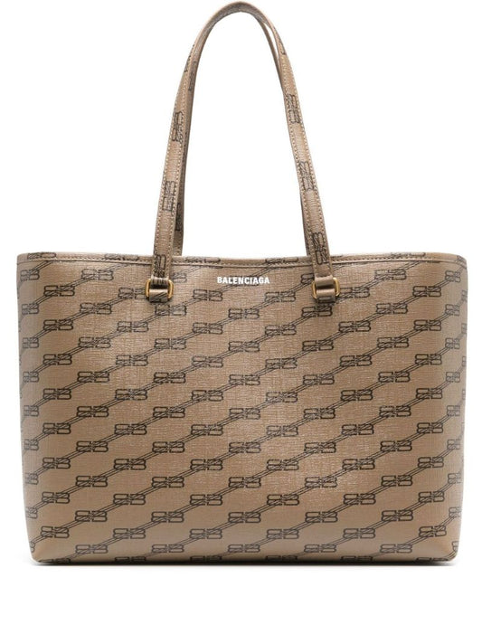 Brown Signature Medium East-west Canvas Tote Bag