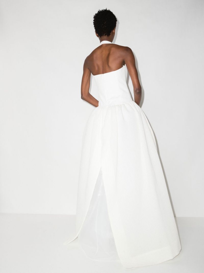 White CloquÃ_x0083_Â© Halterneck Gown