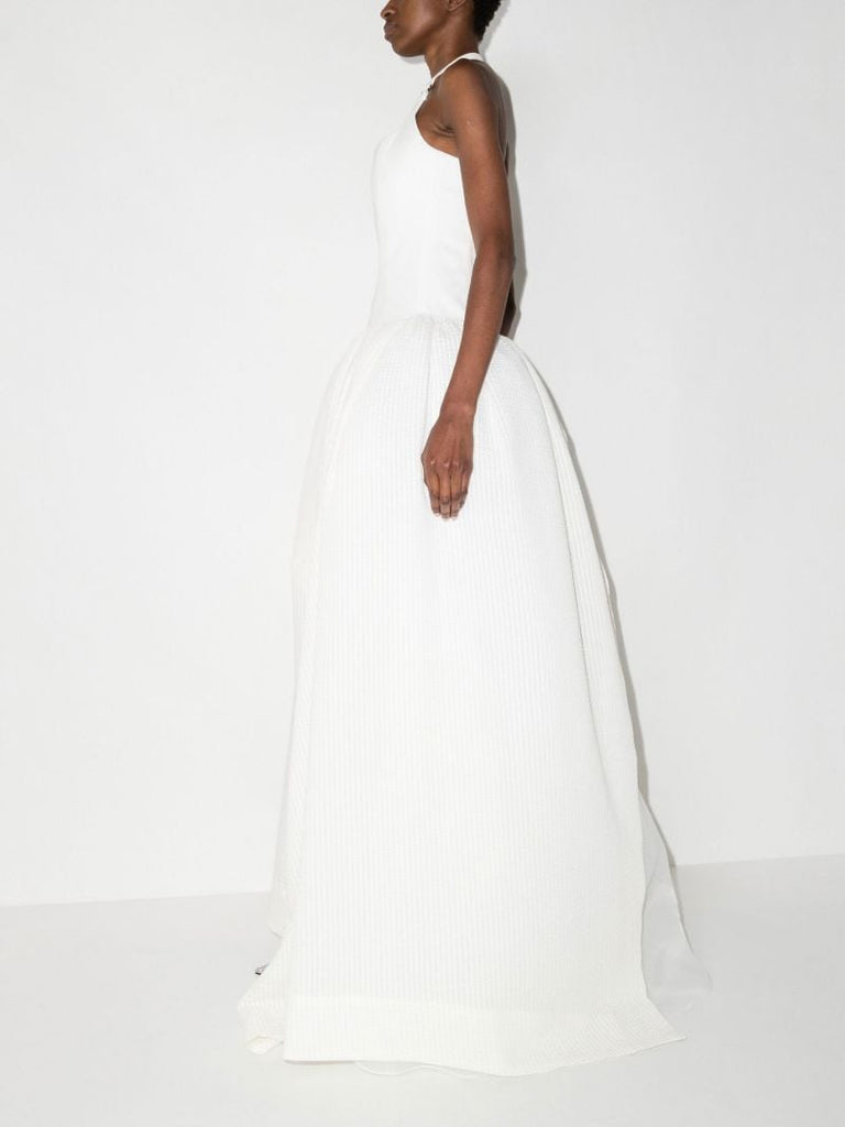 White CloquÃ_x0083_Â© Halterneck Gown