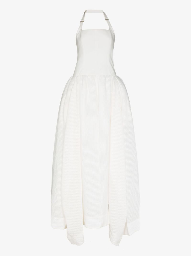 White CloquÃ_x0083_Â© Halterneck Gown