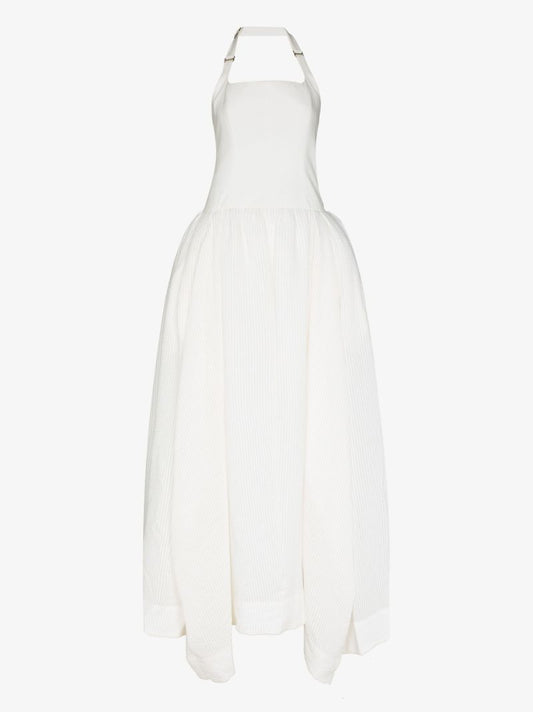 White CloquÃ_x0083_Â© Halterneck Gown