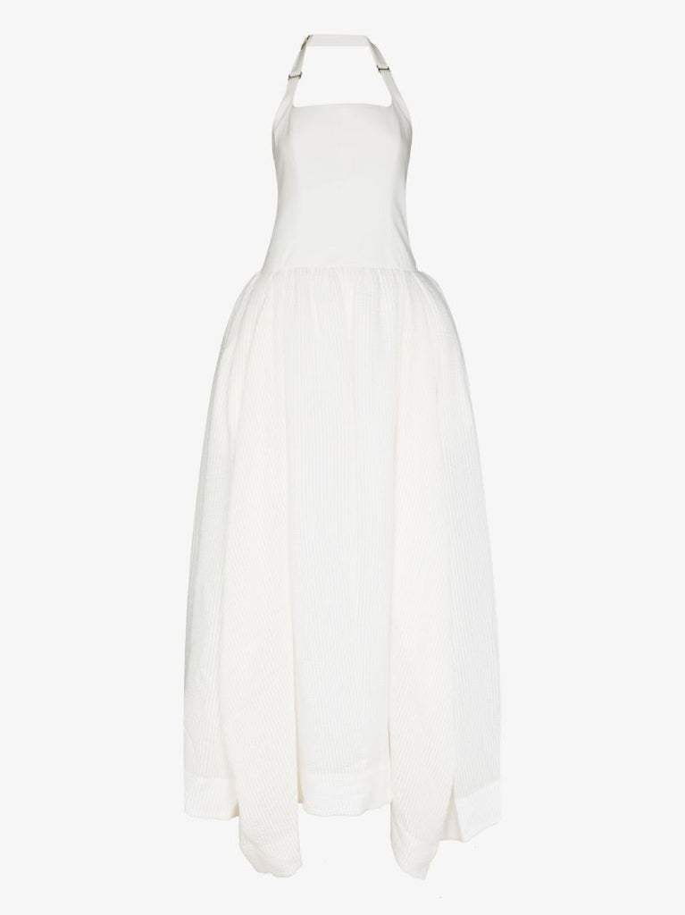 White CloquÃ_x0083_Â© Halterneck Gown