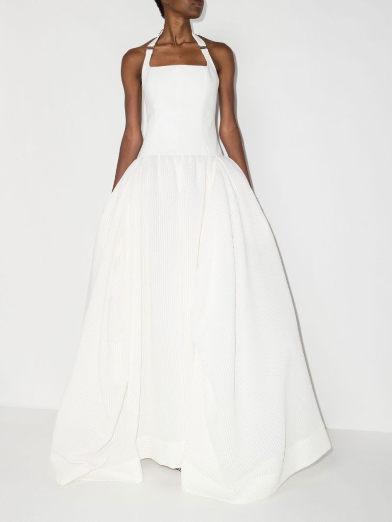White CloquÃ_x0083_Â© Halterneck Gown