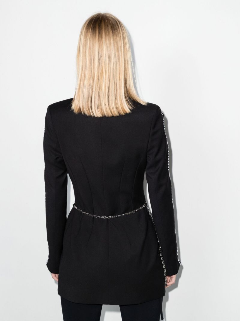 Black Crystal Bow Belted Blazer