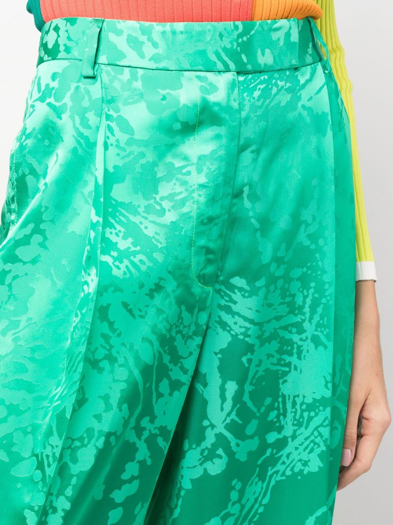 Green Jacquard High Waist Trousers