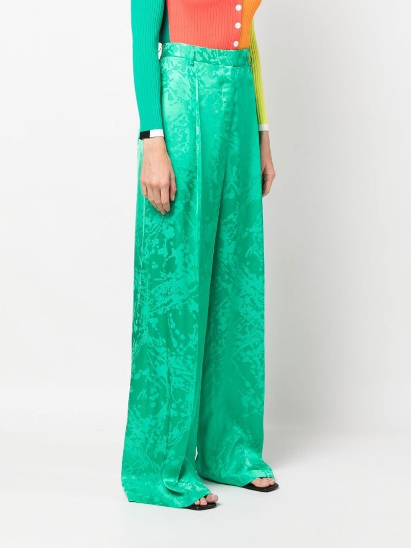 Green Jacquard High Waist Trousers