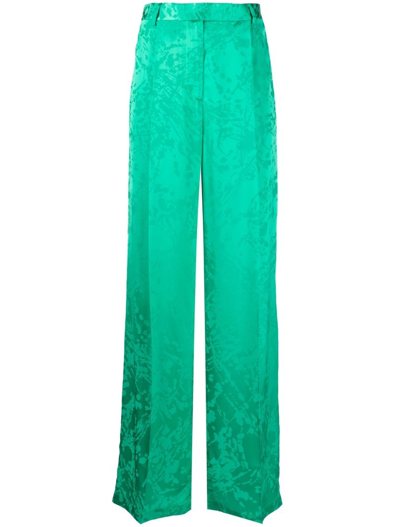 Green Jacquard High Waist Trousers