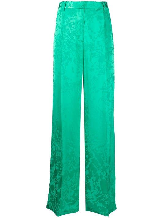 Green Jacquard High Waist Trousers