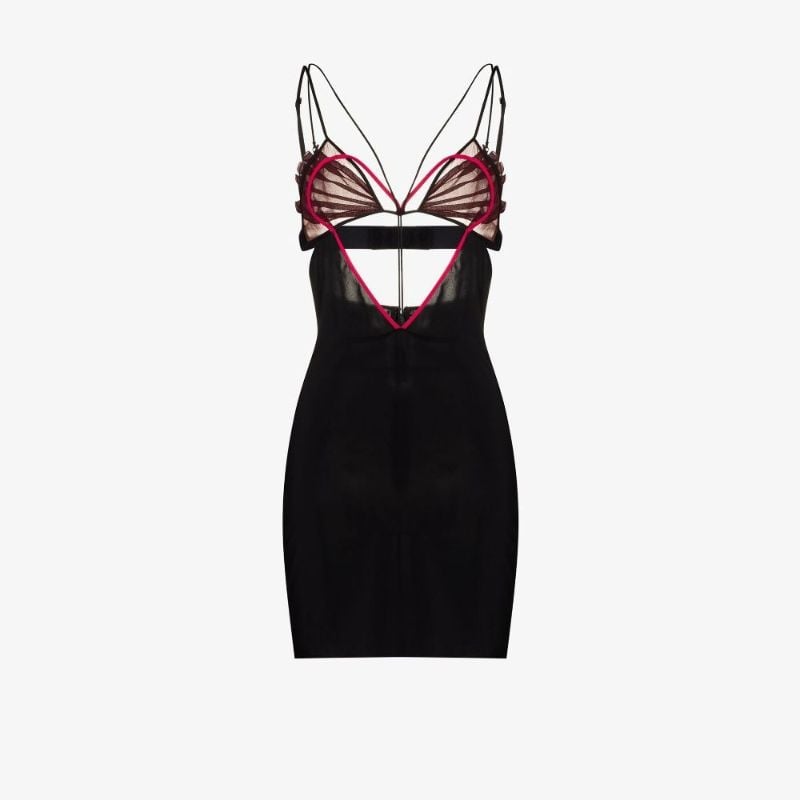 Black Heart Cutout Silk Mini Dress