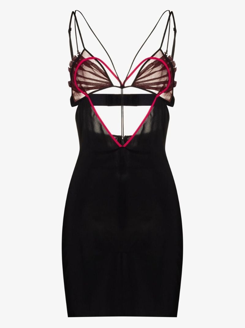 Black Heart Cutout Silk Mini Dress