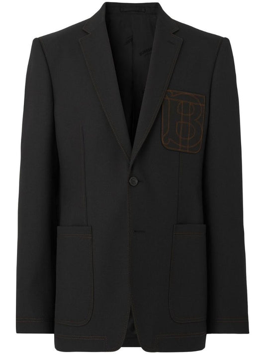 Black Tb Monogram Wool Blazer