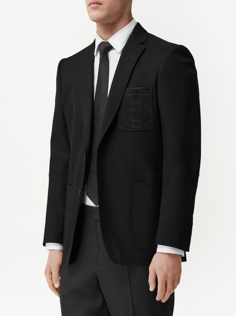 Black Tb Monogram Wool Blazer