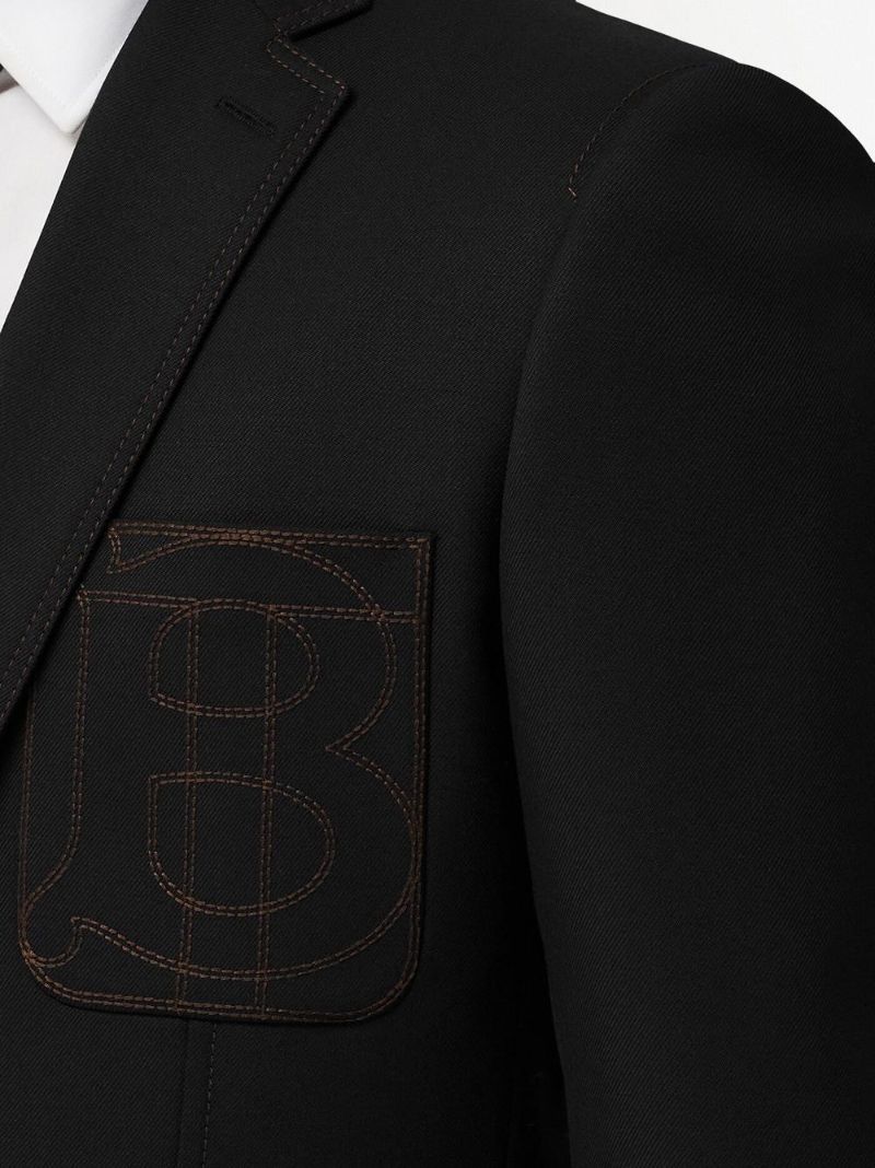 Black Tb Monogram Wool Blazer