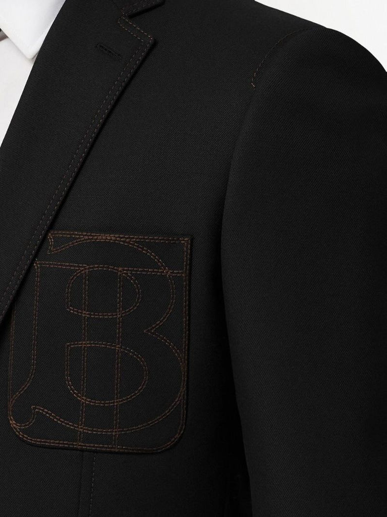 Black Tb Monogram Wool Blazer