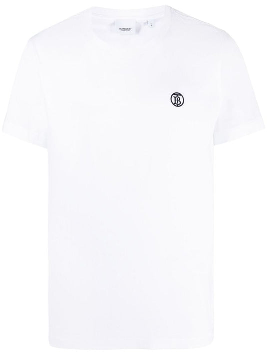 White Embroidered Logo Cotton T-shirt