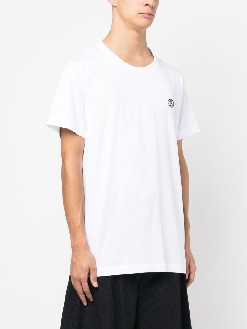 White Embroidered Logo Cotton T-shirt