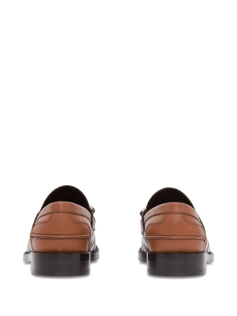 Brown Vintage Check Leather Loafers