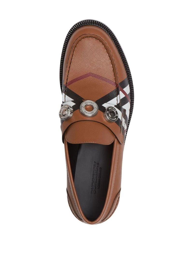 Brown Vintage Check Leather Loafers