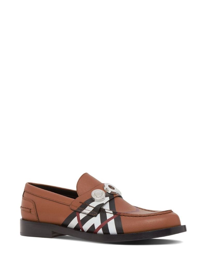 Brown Vintage Check Leather Loafers