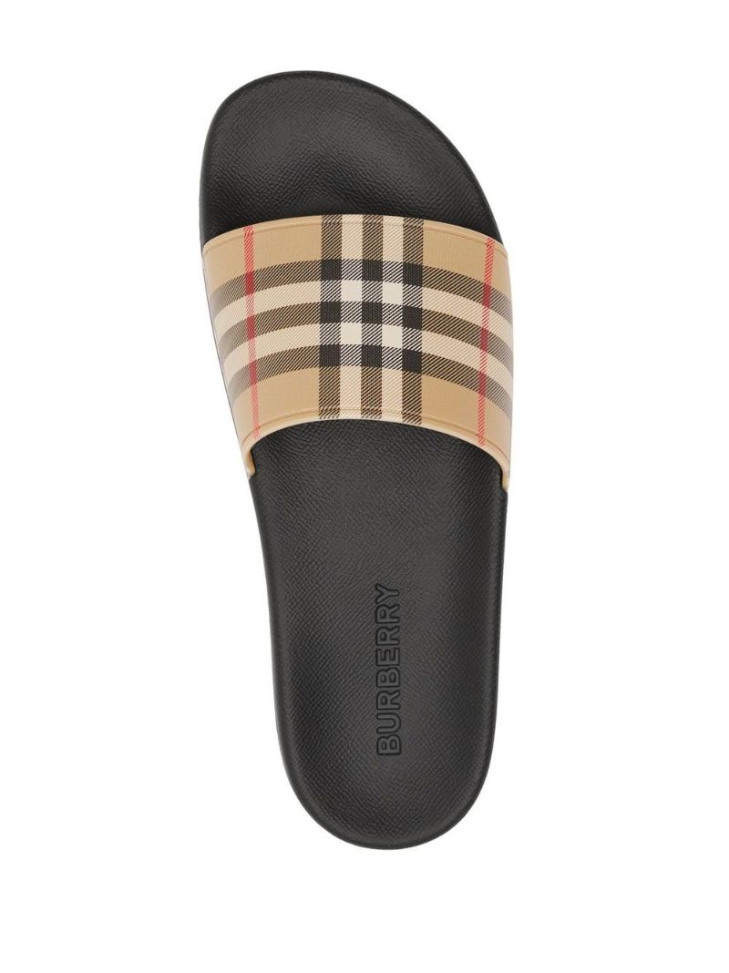 Neutral Vintage Check Slides