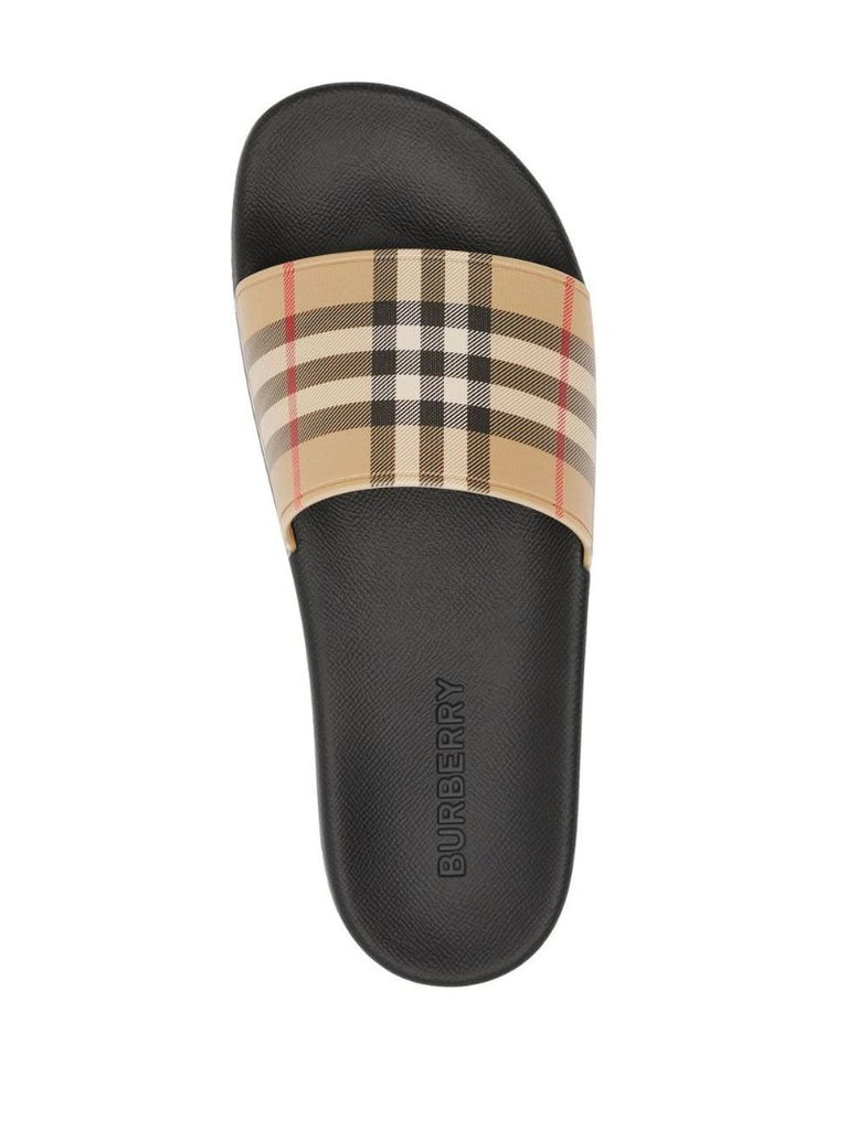 Neutral Vintage Check Slides