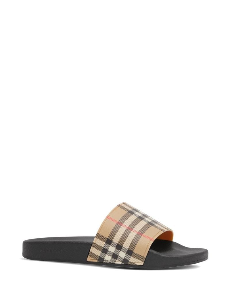 Neutral Vintage Check Slides