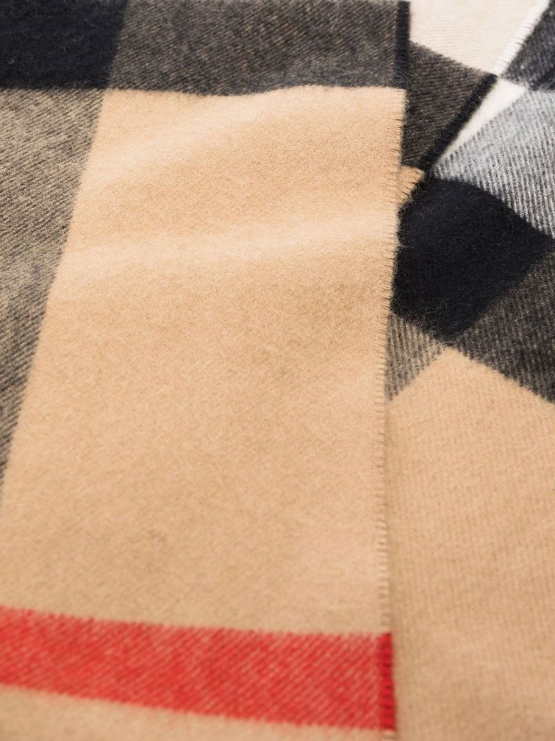 Neutral Mega Check Cashmere Scarf