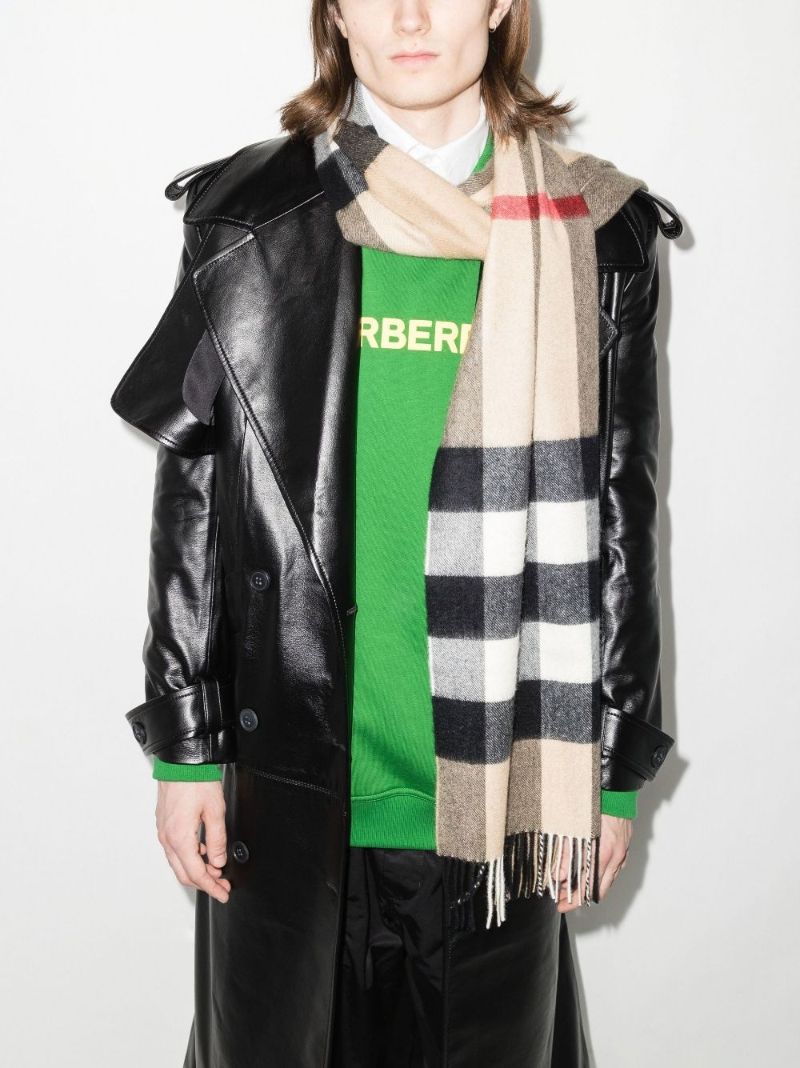 Neutral Mega Check Cashmere Scarf