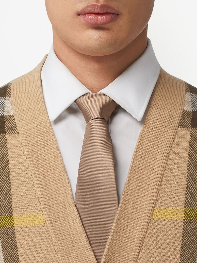 Brown Check Wool Cardigan