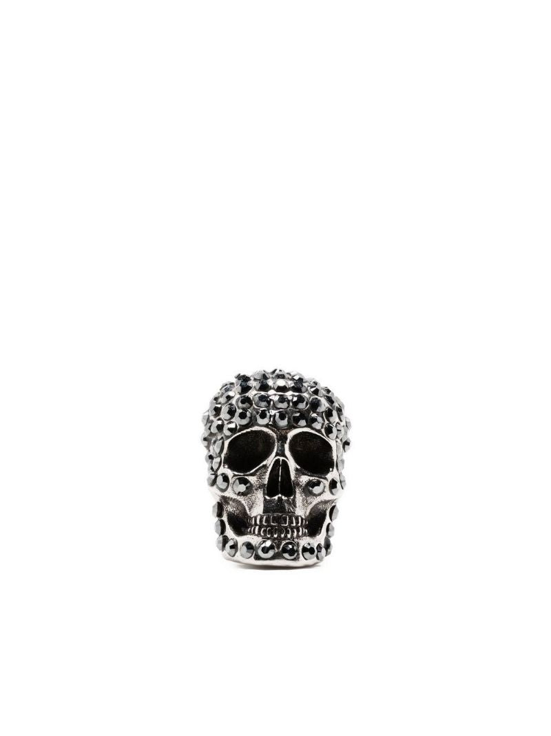 Silver-tone Skull Crystal Earring