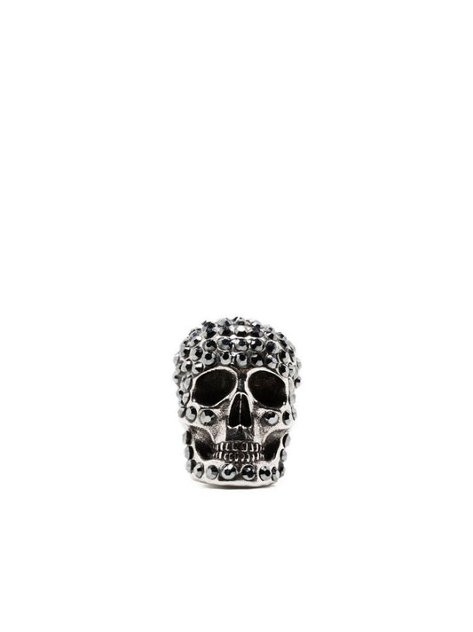 Silver-tone Skull Crystal Earring