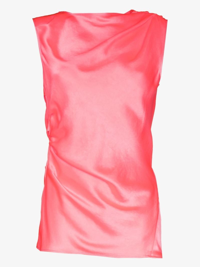 Pink Ruched Asymmetric Top