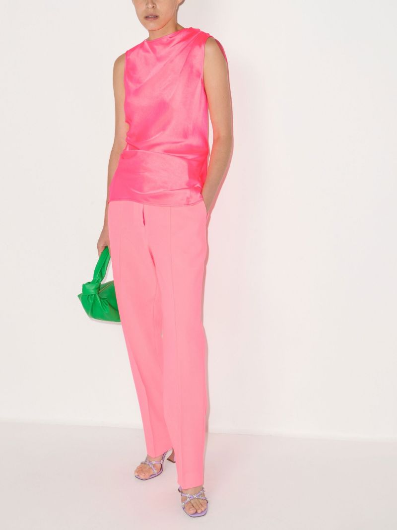 Pink Ruched Asymmetric Top