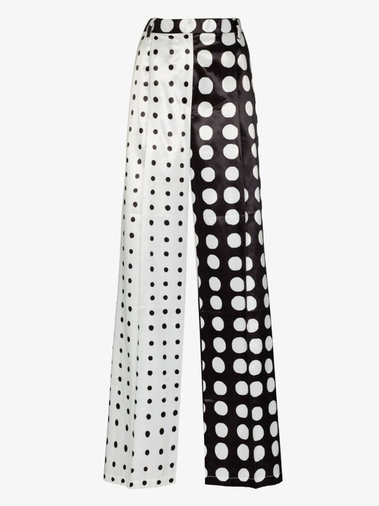 White Polka Dot Wide Leg Trousers