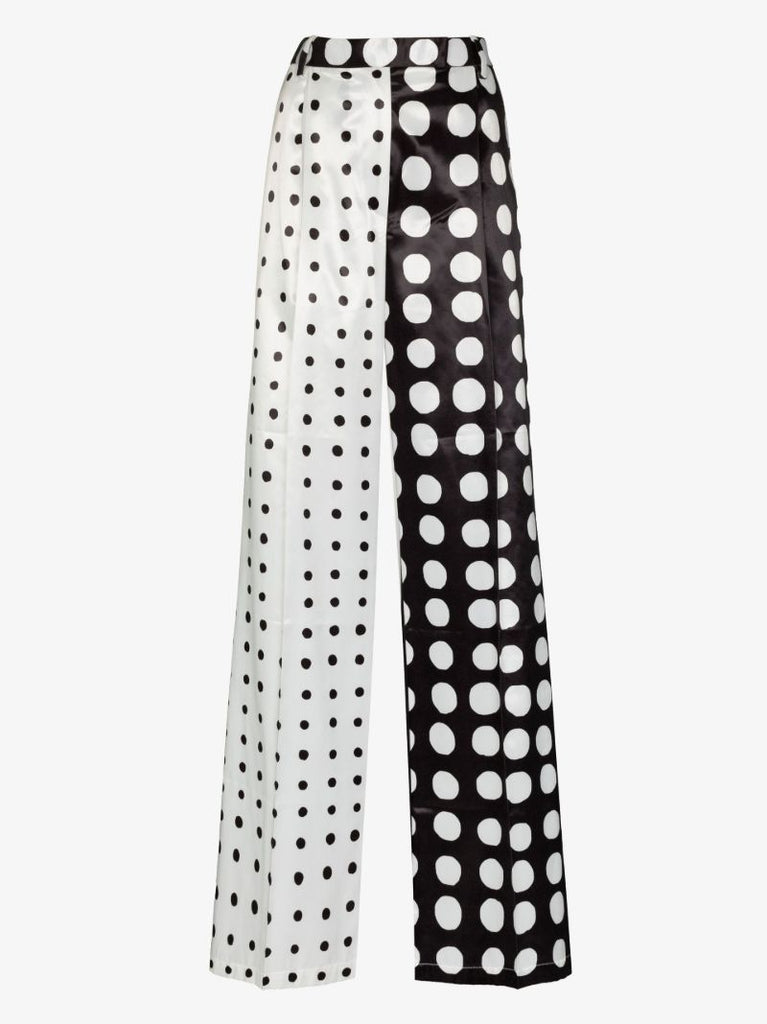 White Polka Dot Wide Leg Trousers