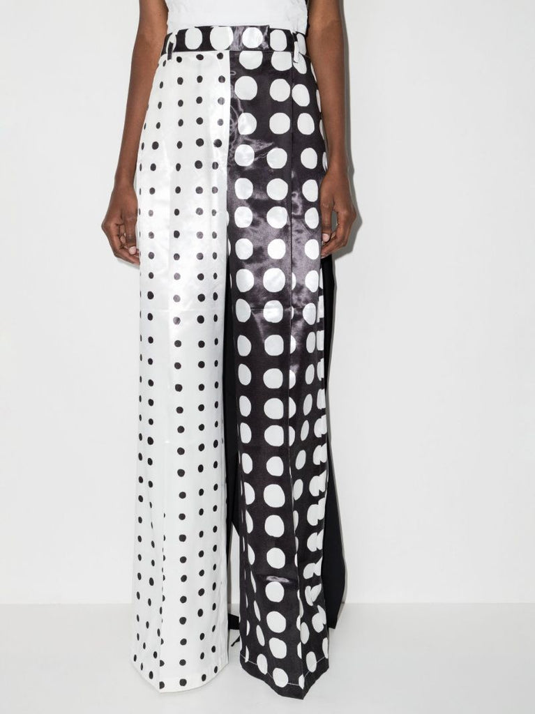White Polka Dot Wide Leg Trousers