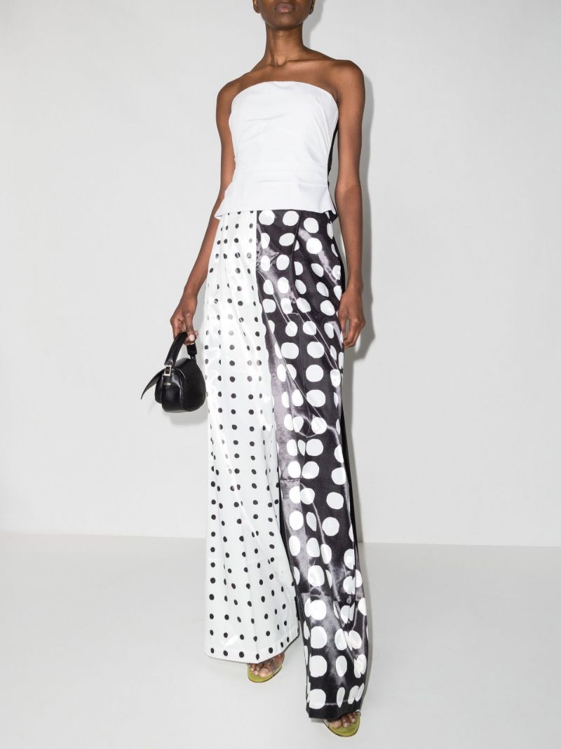 White Polka Dot Wide Leg Trousers
